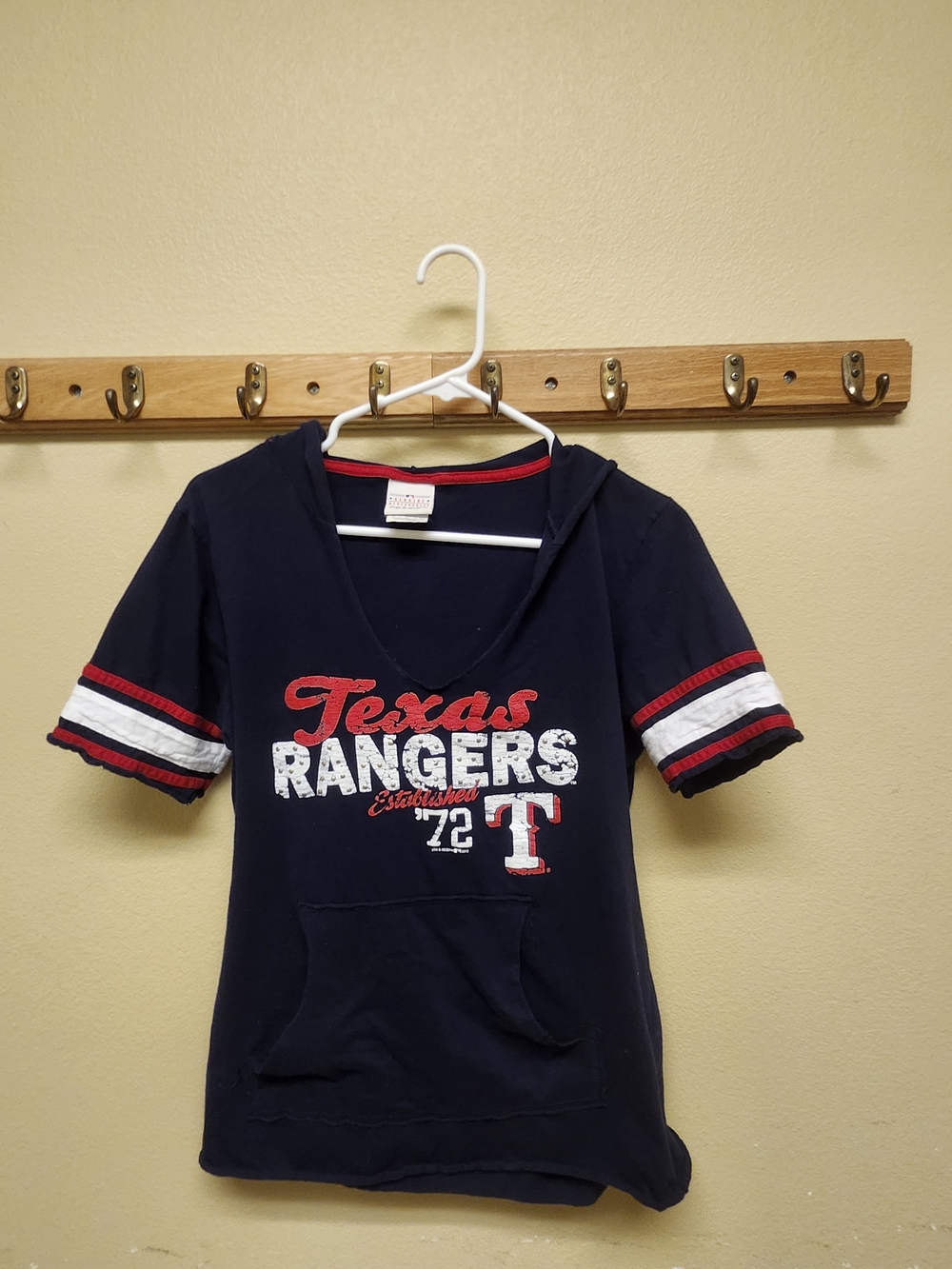 Texas Rangers Womens Navy Short Sleeve Hoodie by (unbranded)